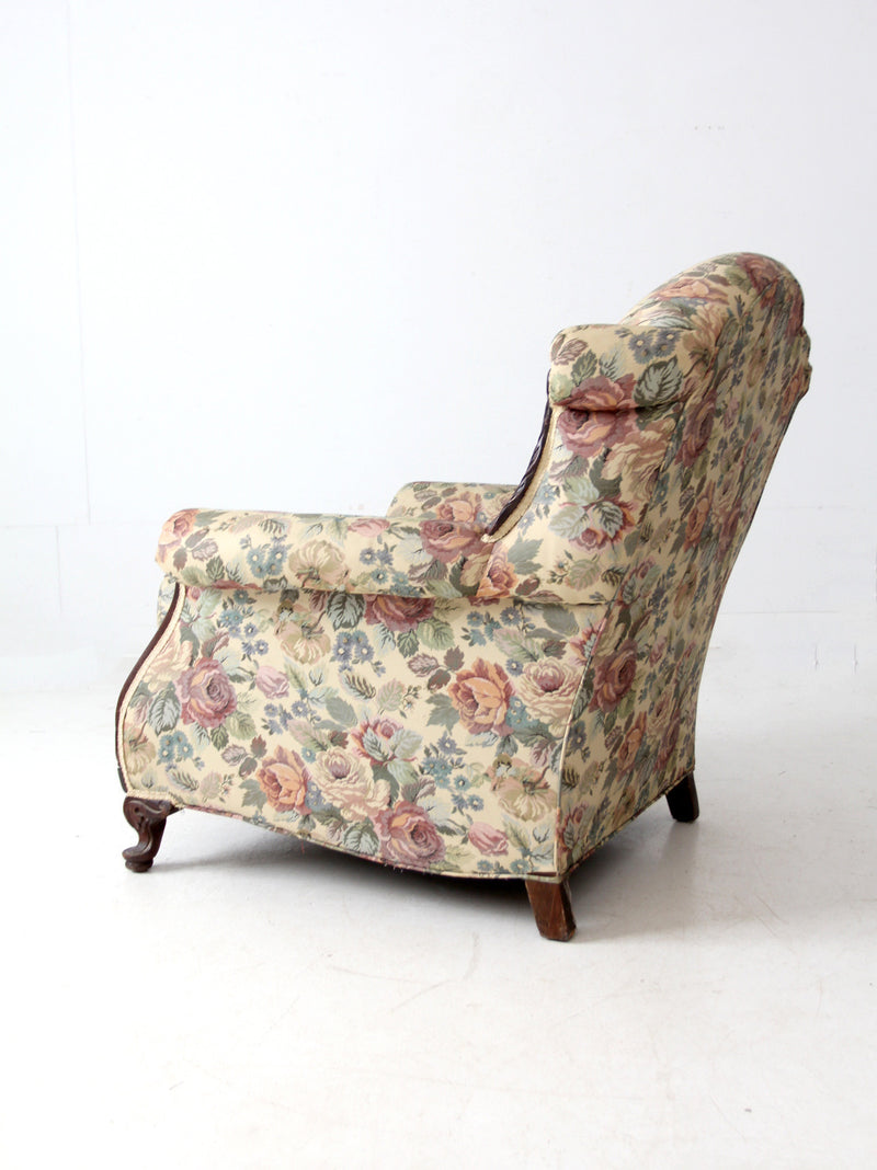 antique French Provincial floral sofa and armchair set