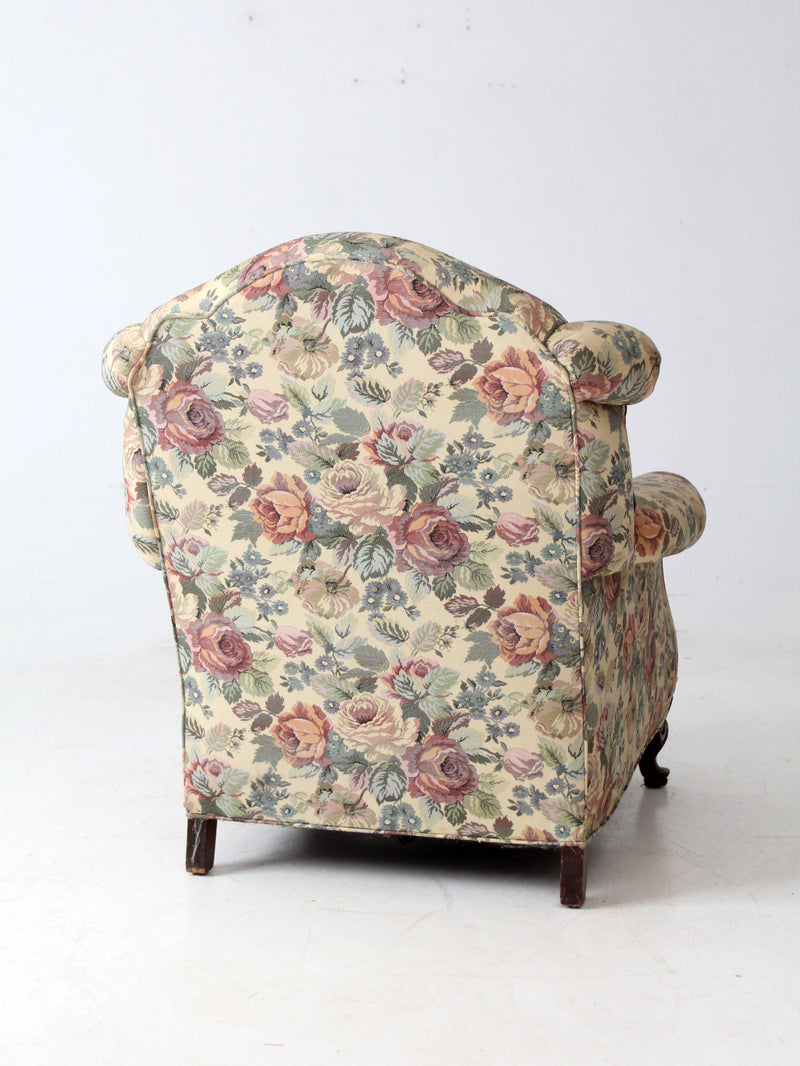 antique French Provincial floral sofa and armchair set