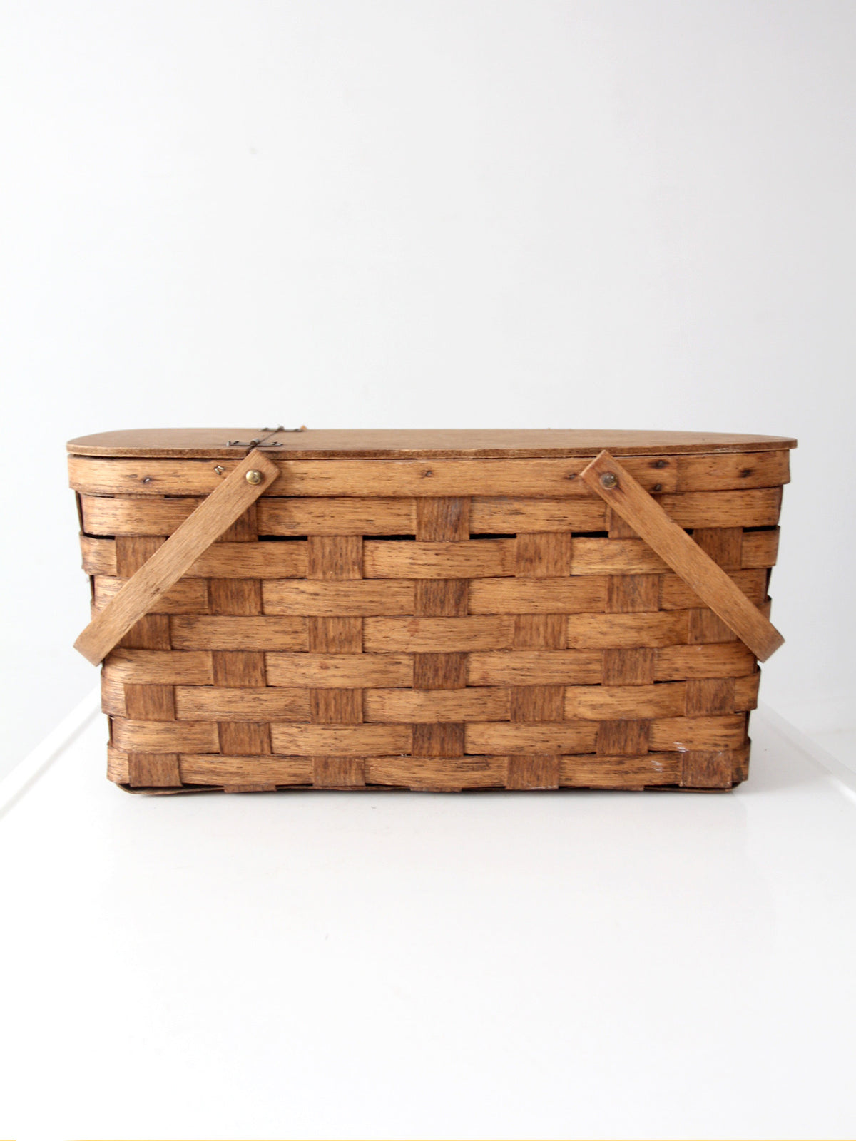 vintage splint wood picnic basket