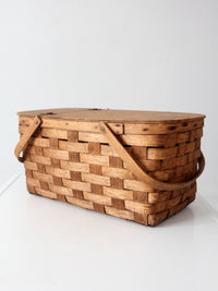 vintage splint wood picnic basket