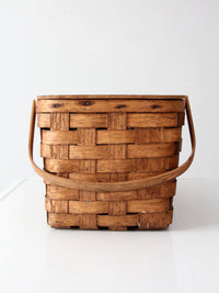 vintage splint wood picnic basket