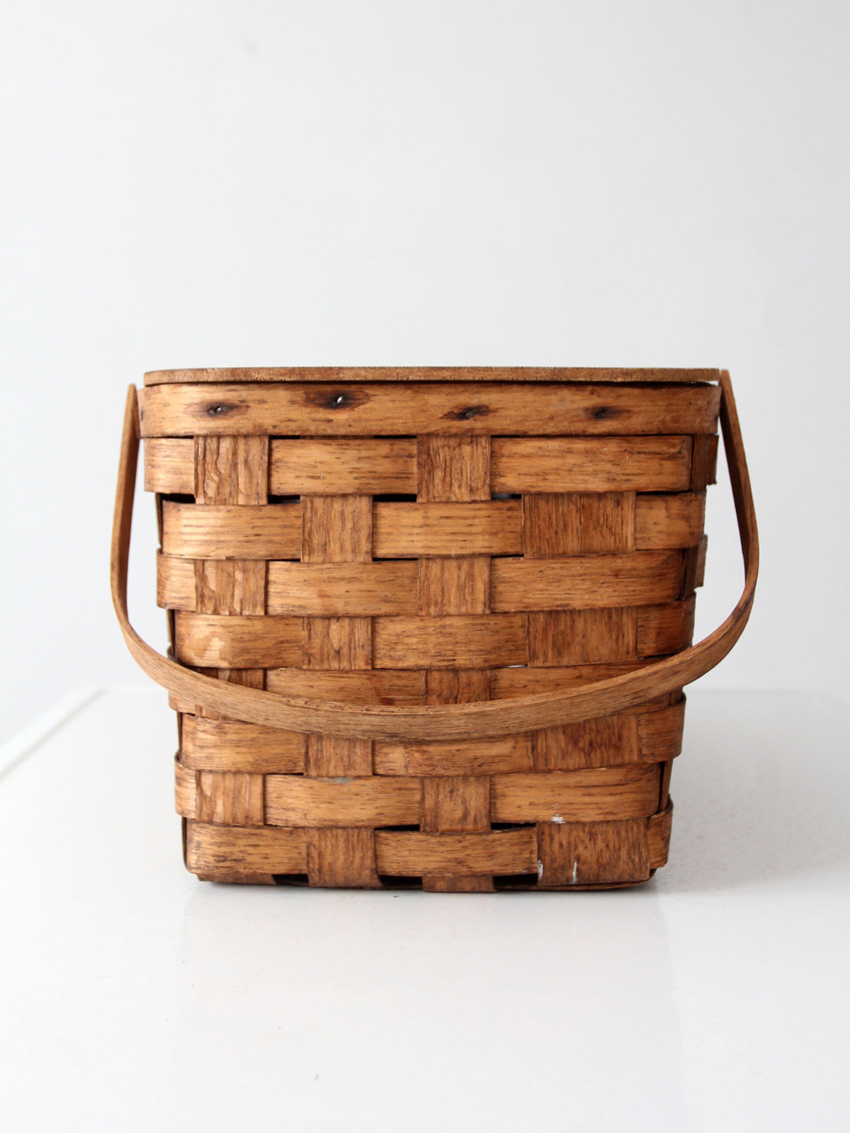 vintage splint wood picnic basket