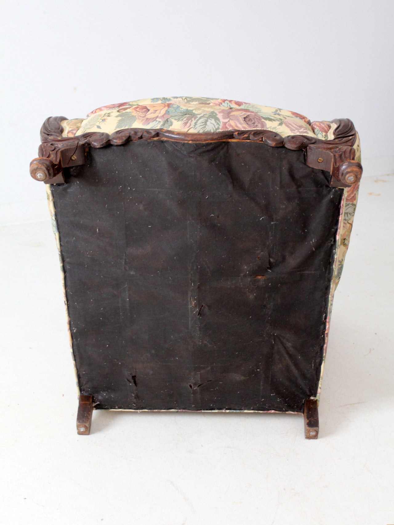 antique French Provincial floral sofa and armchair set