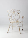 vintage wrought iron arm chair and table set
