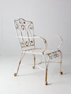 vintage wrought iron arm chair and table set