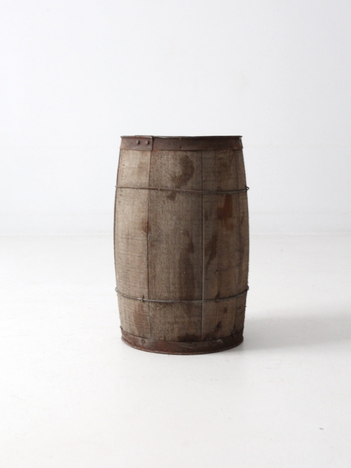 antique primitive wood stave barrel