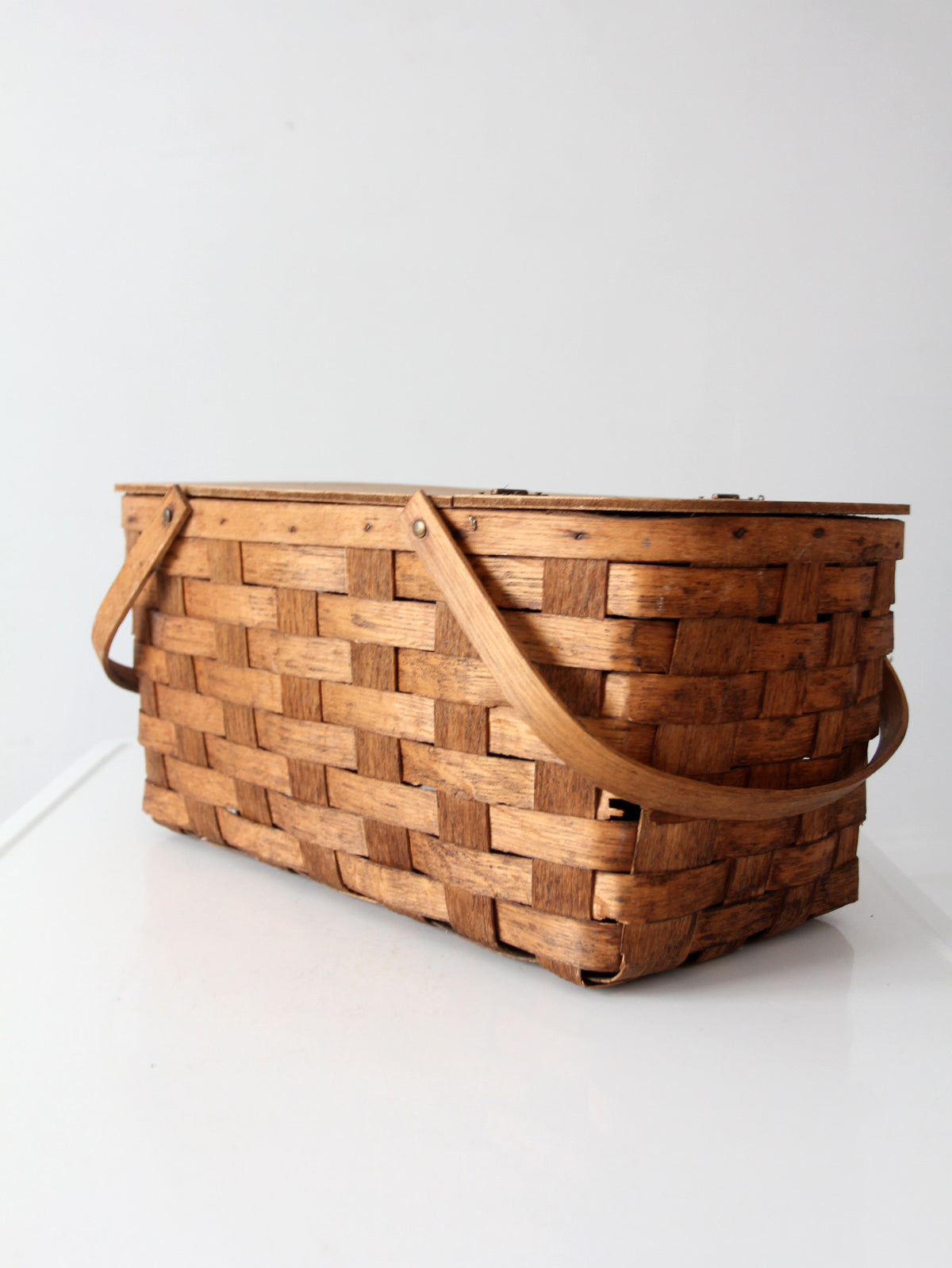 vintage splint wood picnic basket