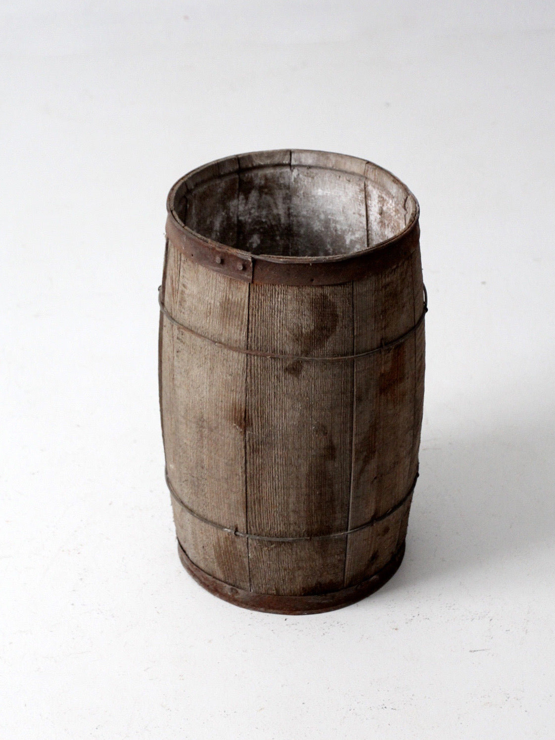 antique primitive wood stave barrel