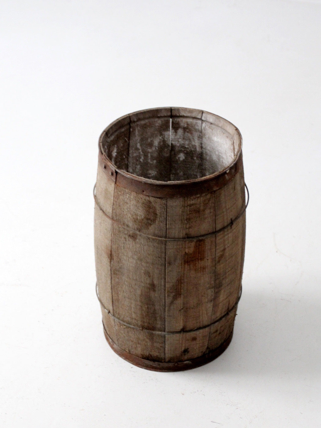 antique primitive wood stave barrel