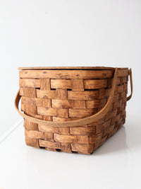 vintage splint wood picnic basket