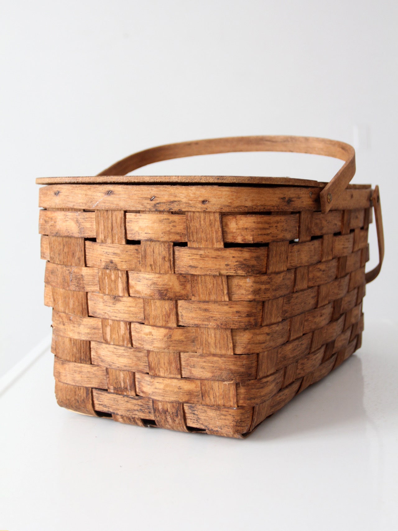 vintage splint wood picnic basket