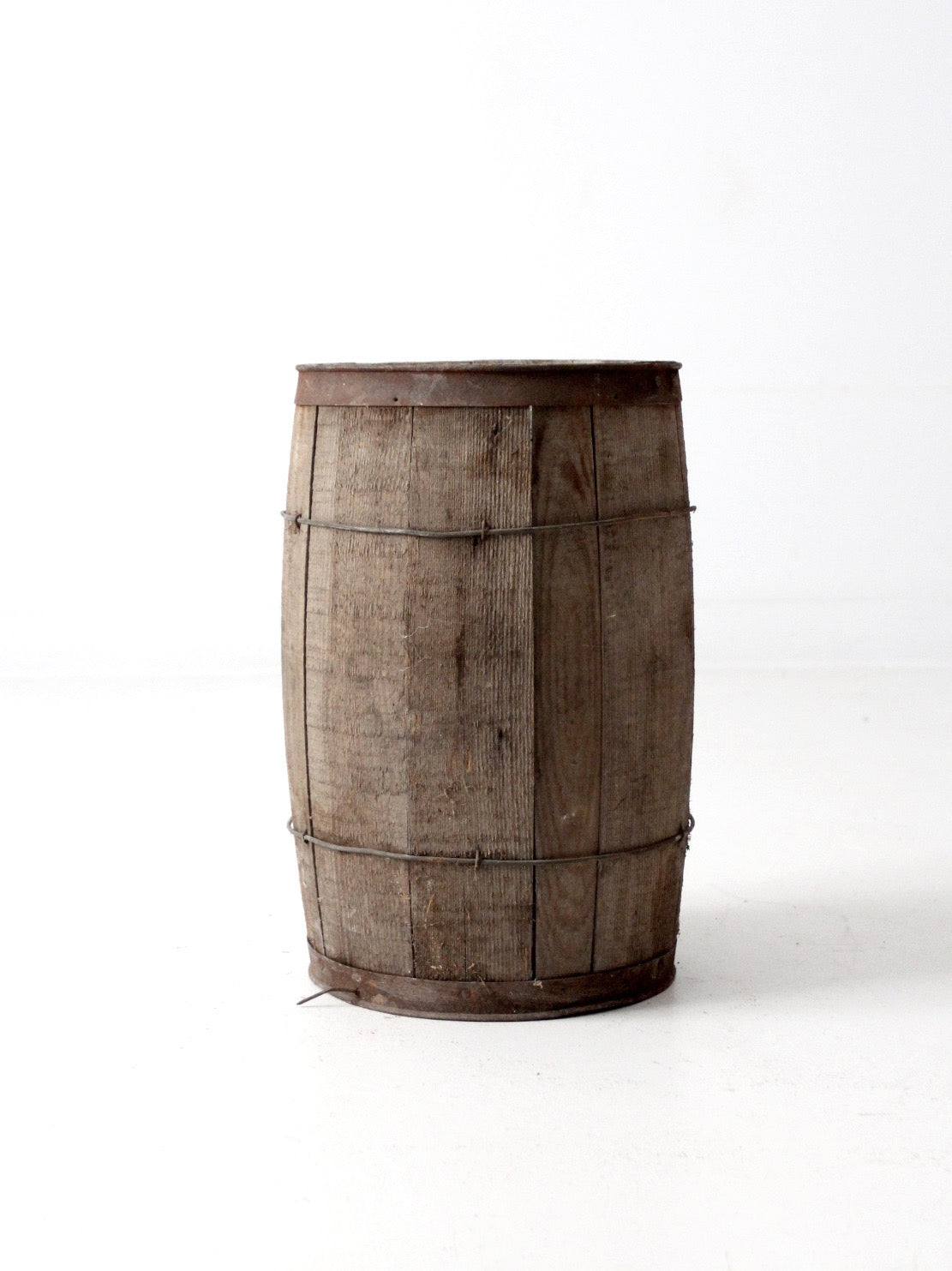 antique primitive wood stave barrel