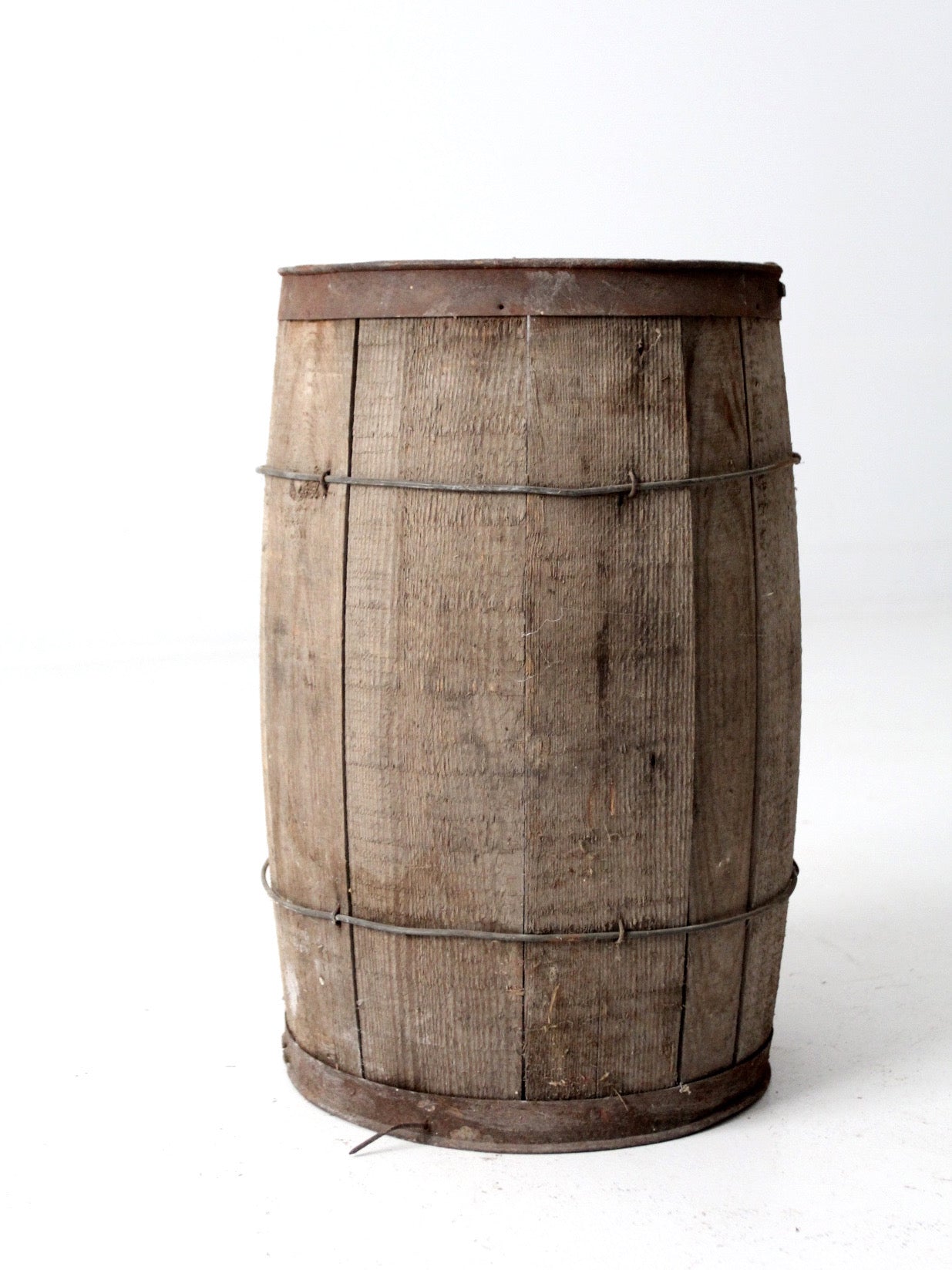antique primitive wood stave barrel