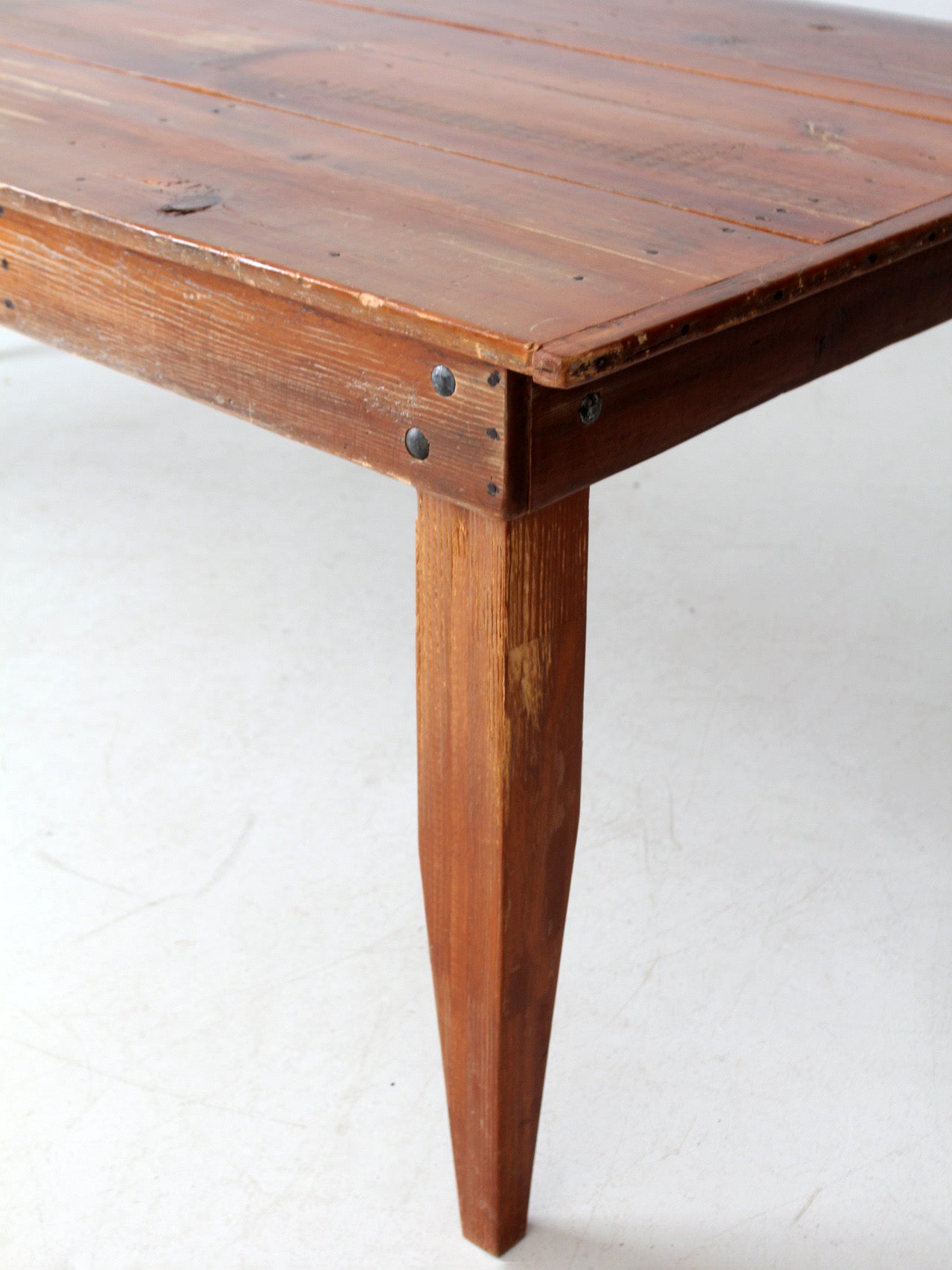 vintage rustic pine table, 7 ft