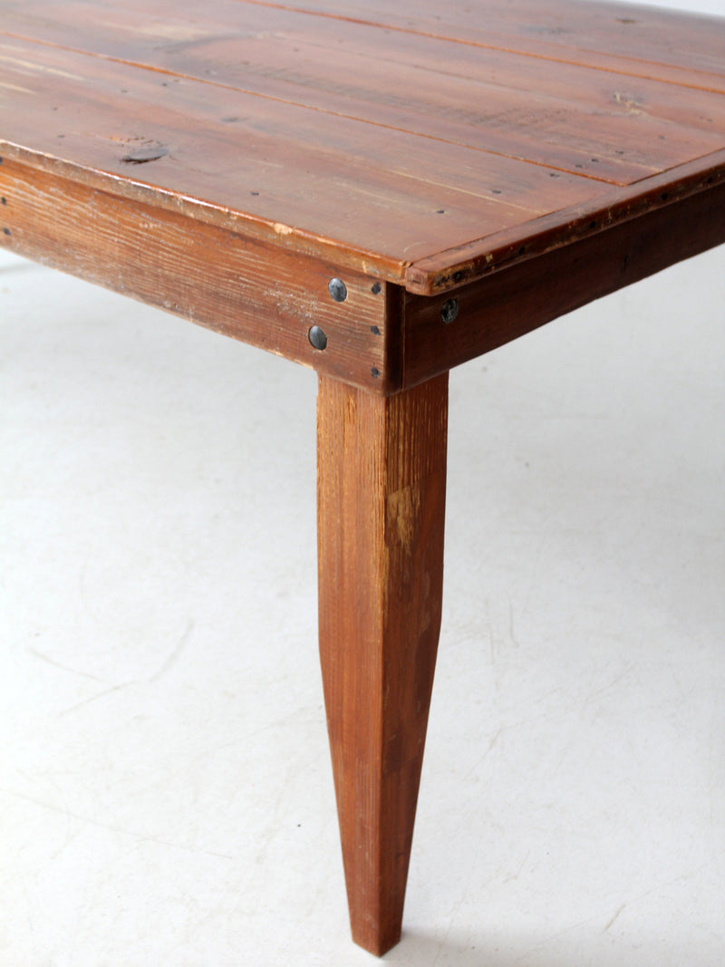 vintage rustic pine table, 7 ft