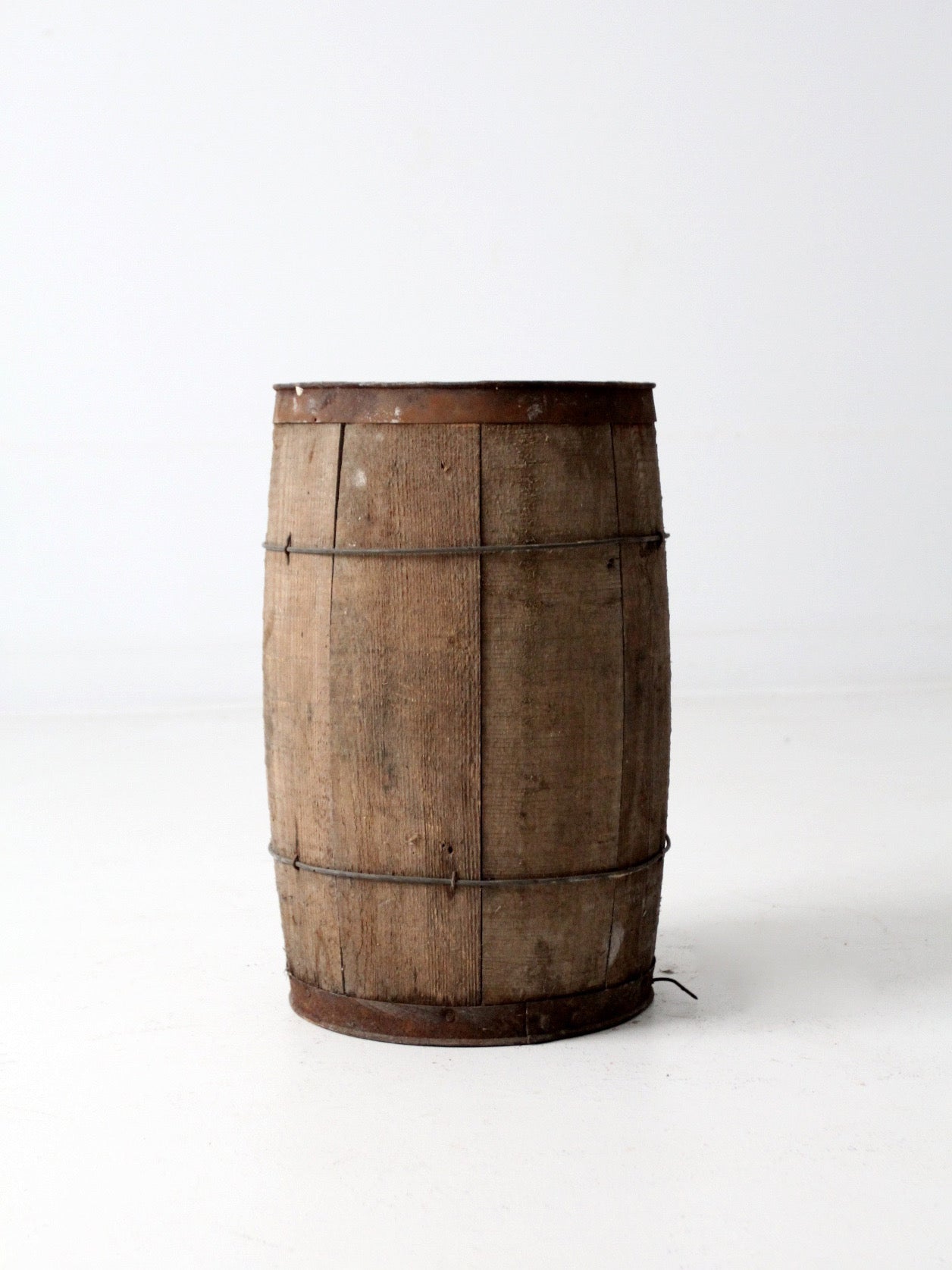 antique primitive wood stave barrel