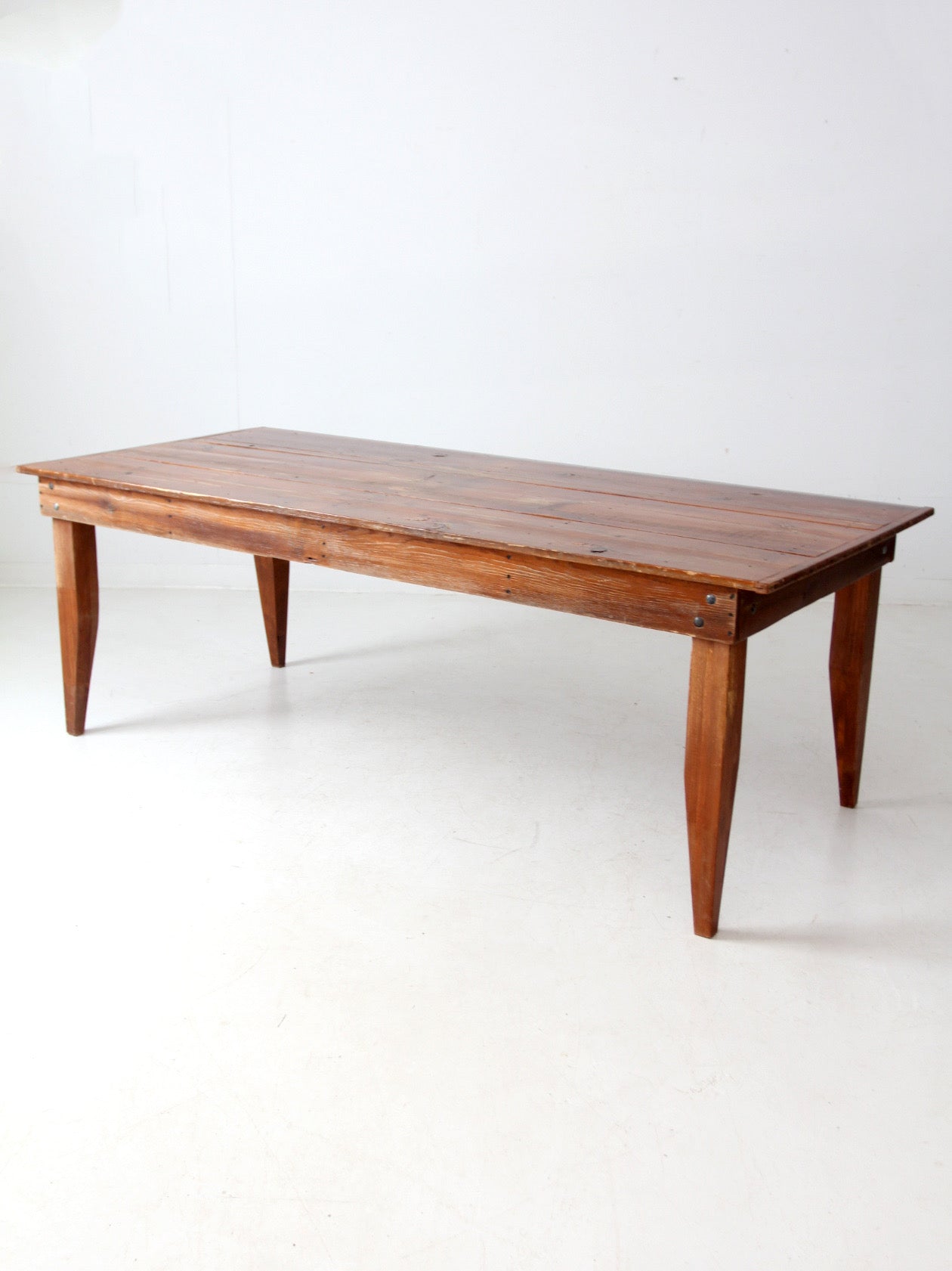 vintage rustic pine table, 7 ft