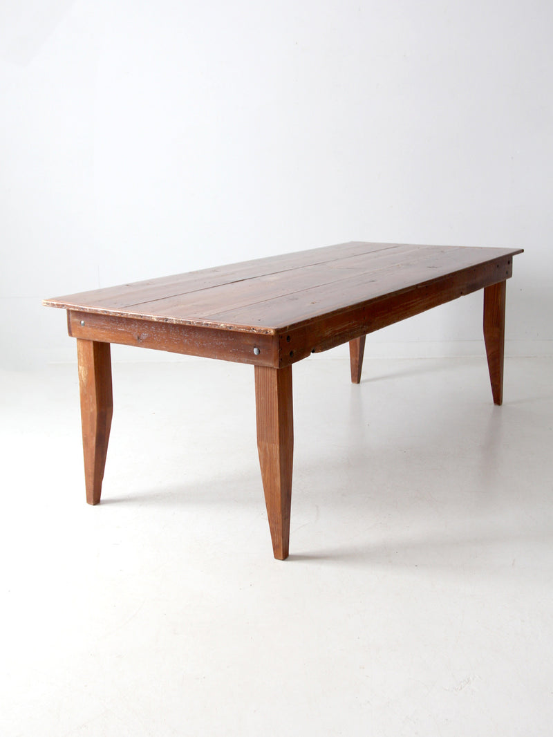 vintage rustic pine table, 7 ft