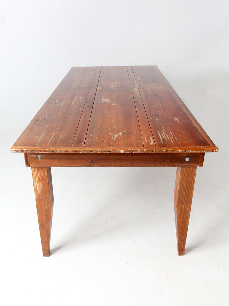 vintage rustic pine table, 7 ft