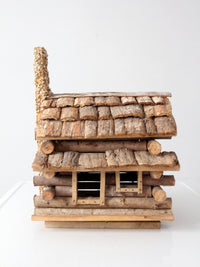 vintage wood folk art log cabin sculpture