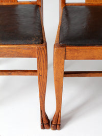 antique oak splat back side chairs pair