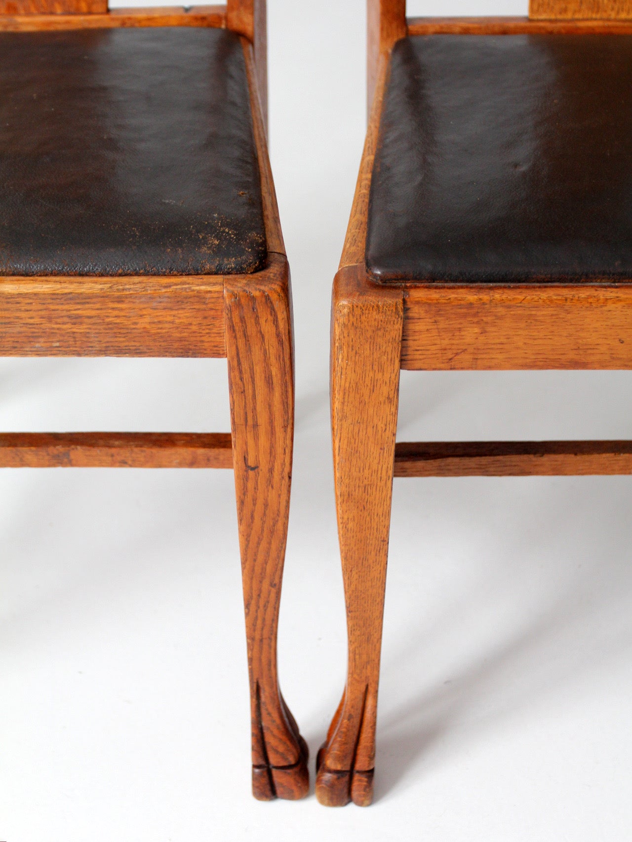 antique oak splat back side chairs pair