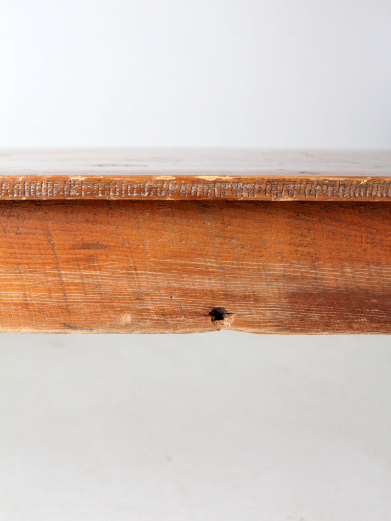 vintage rustic pine table, 7 ft