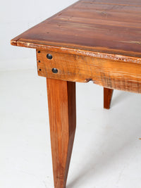 vintage rustic pine table, 7 ft