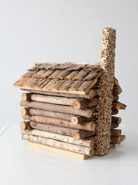 vintage wood folk art log cabin sculpture