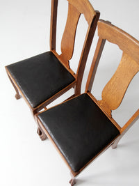 antique oak splat back side chairs pair