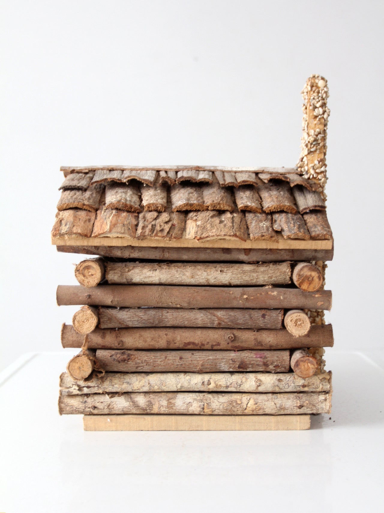 vintage wood folk art log cabin sculpture