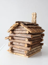 vintage wood folk art log cabin sculpture