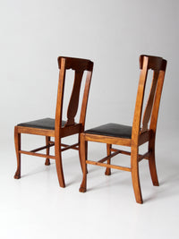antique oak splat back side chairs pair