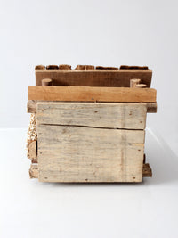 vintage wood folk art log cabin sculpture