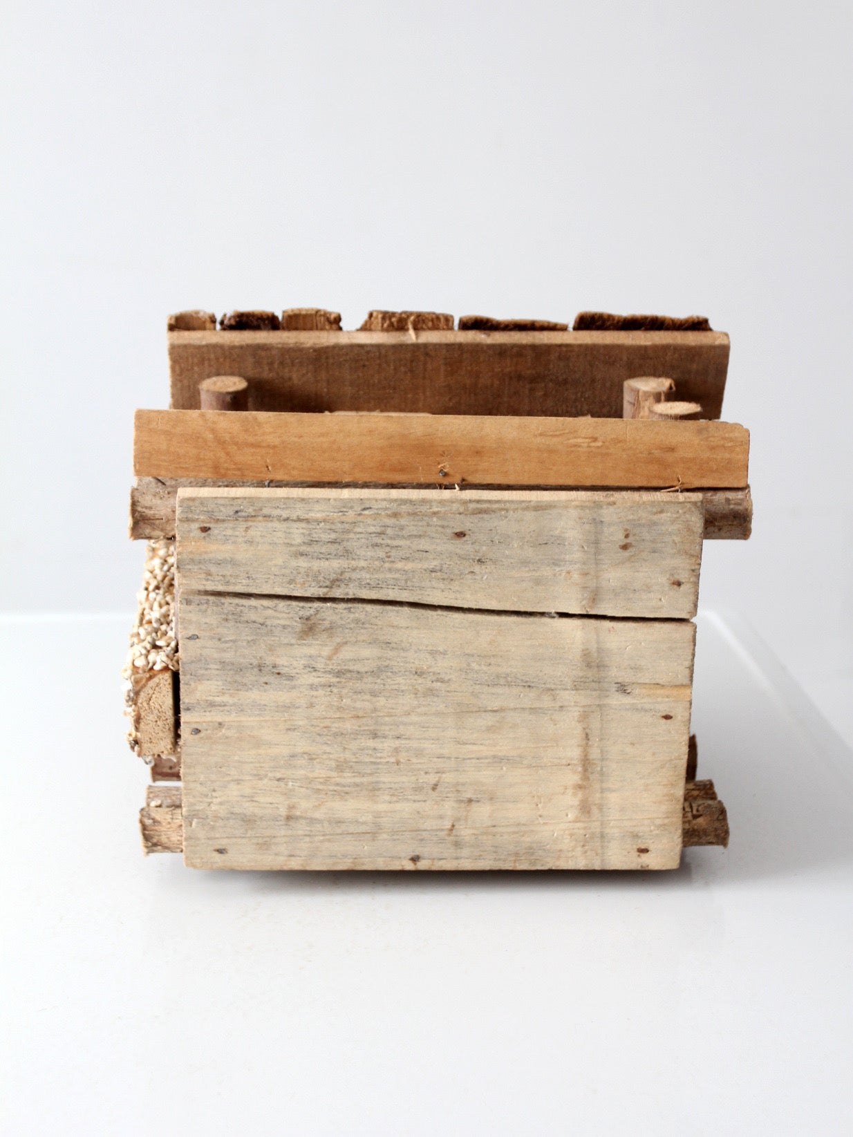 vintage wood folk art log cabin sculpture