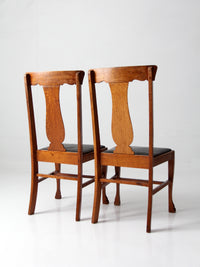 antique oak splat back side chairs pair