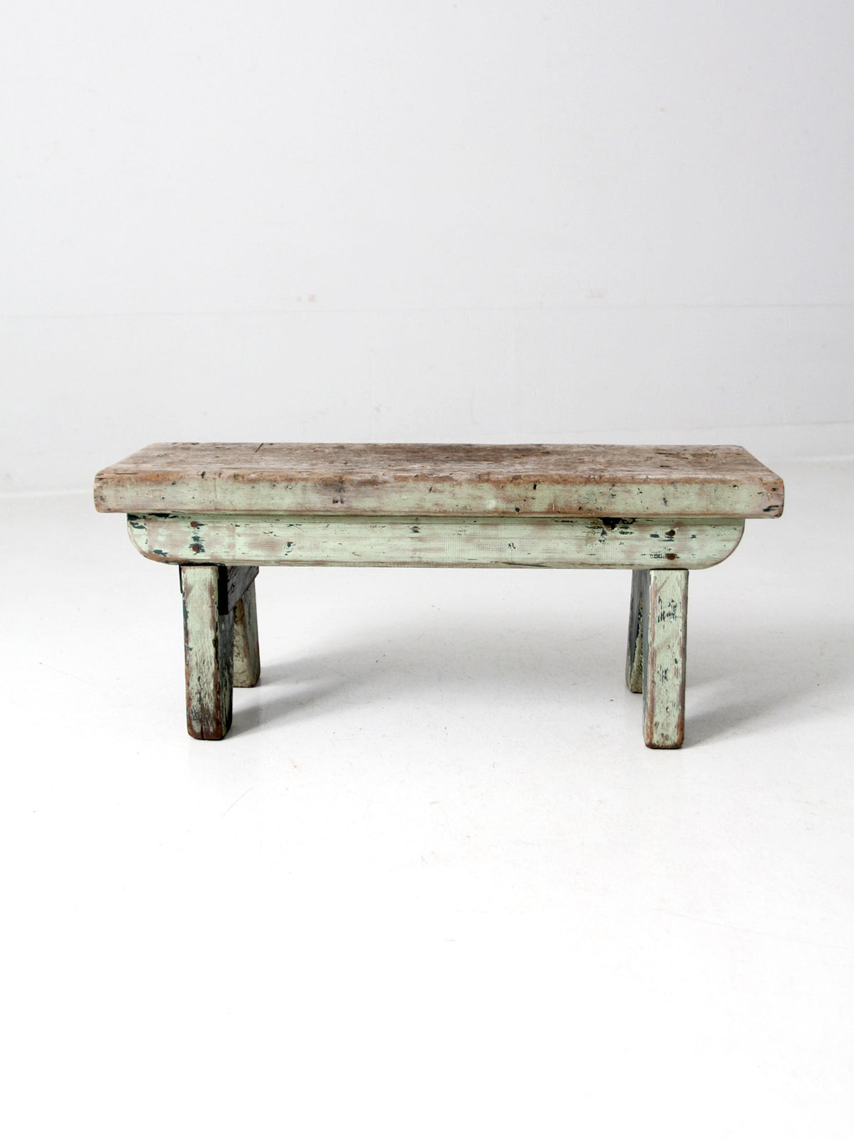 antique primitive wooden footstool bench
