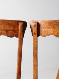 antique oak splat back side chairs pair