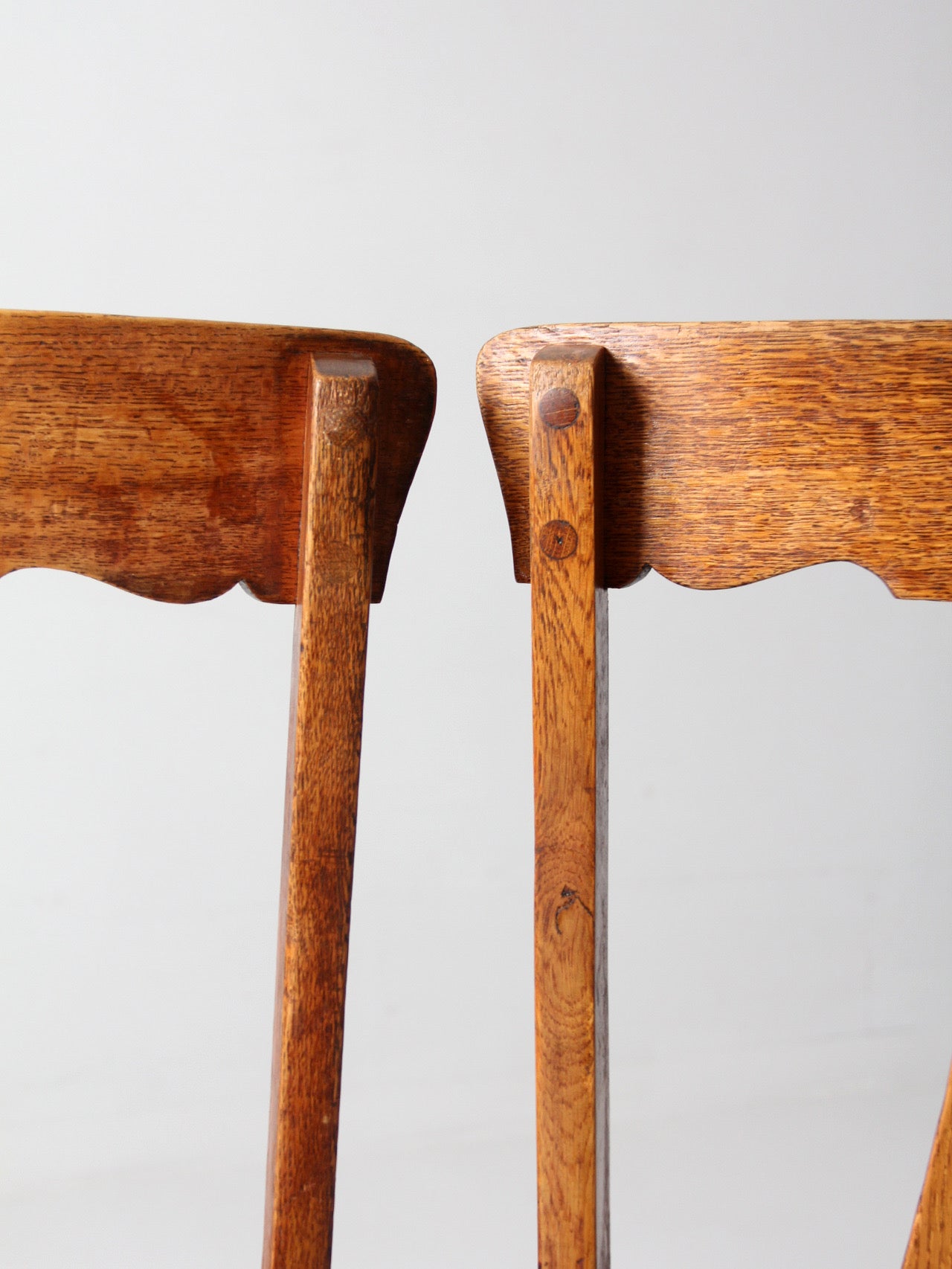 antique oak splat back side chairs pair