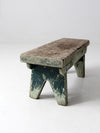 antique primitive wooden footstool bench