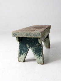 antique primitive wooden footstool bench