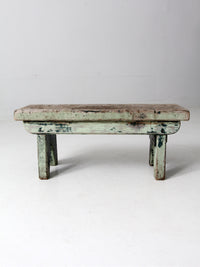 antique primitive wooden footstool bench