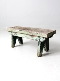 antique primitive wooden footstool bench