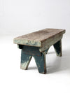 antique primitive wooden footstool bench