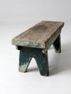 antique primitive wooden footstool bench