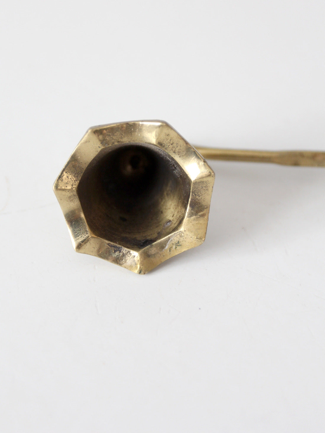 vintage brass candle snuffer with twisted handle