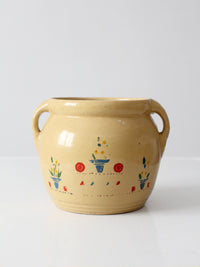 vintage yellow ceramic cookie jar vase with floral design