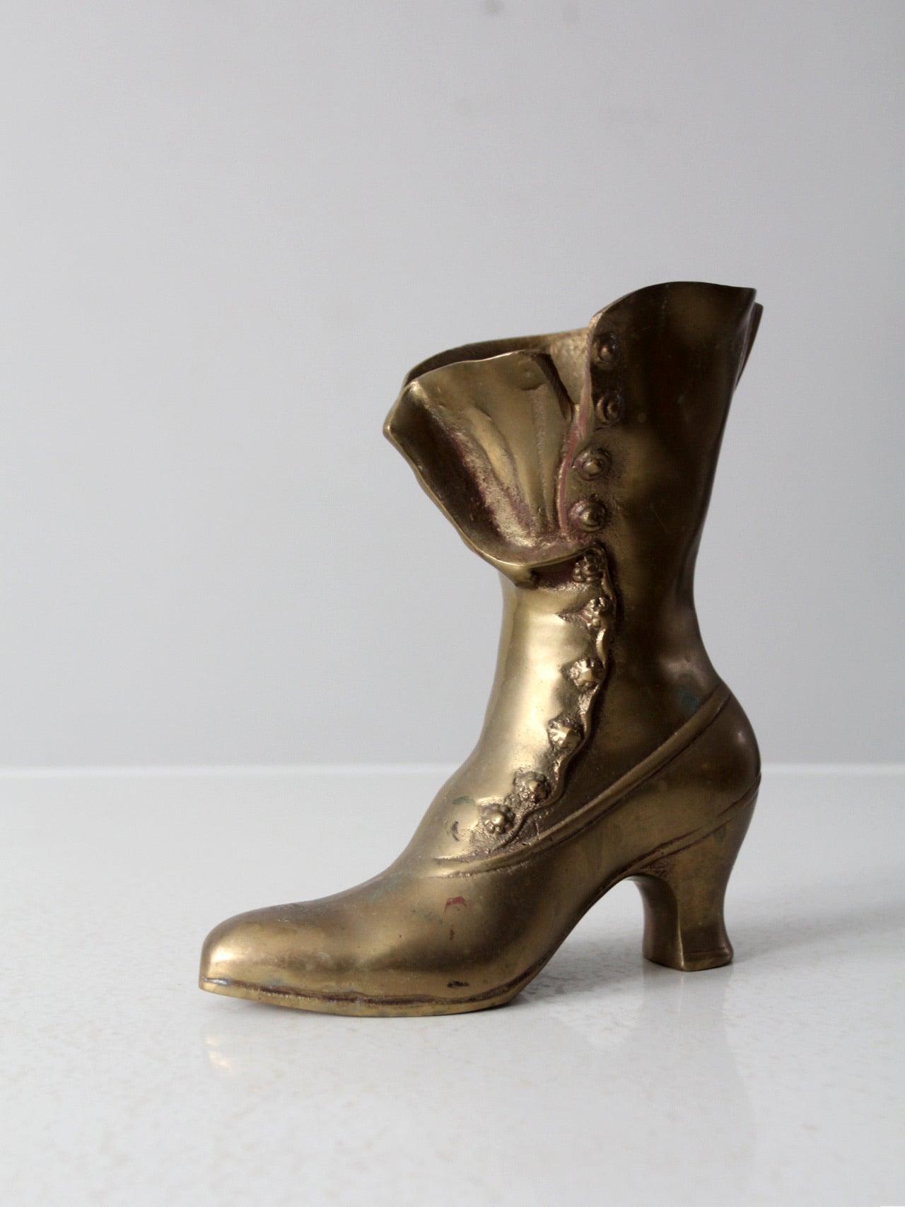 mid-century brass Victorian boot vase