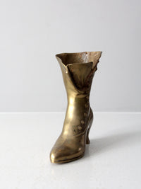 mid-century brass Victorian boot vase