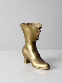 mid-century brass Victorian boot vase